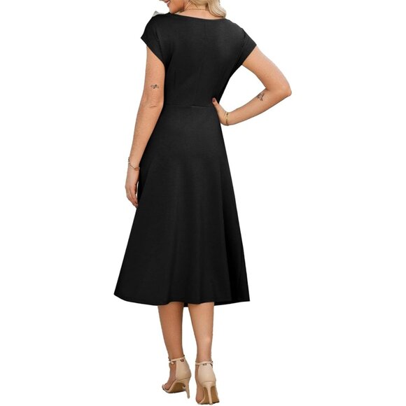 Women Elegant Long Sleeve Cocktail Dress Flowy A-Line Party Prom Attire - Picture 2 of 3